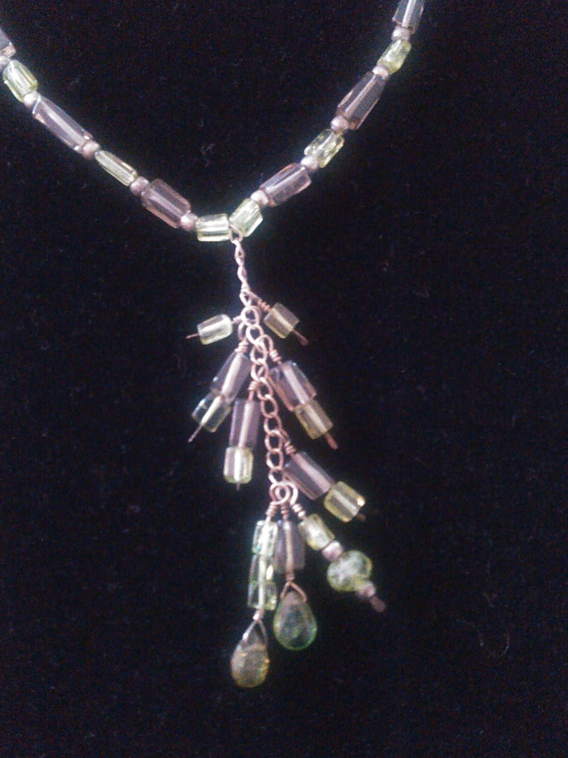 Peridot and Smokey Quartz Necklace with Sterling Silver accents