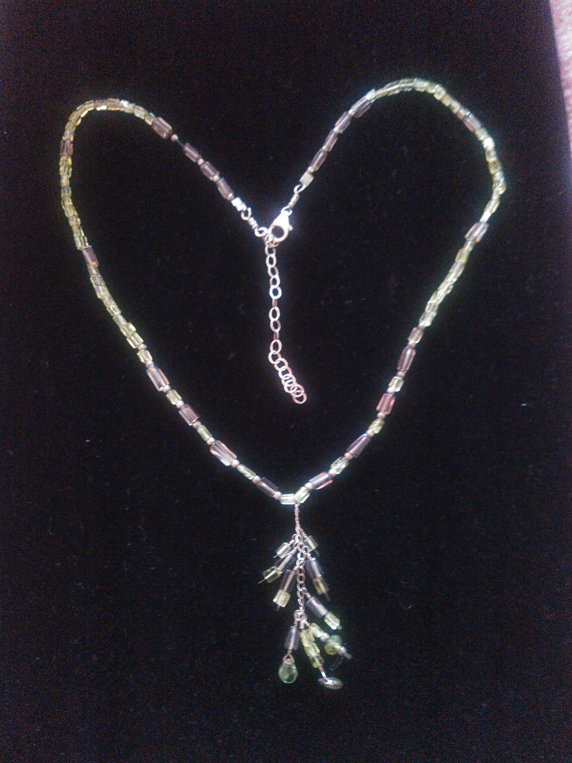 Peridot and Smokey Quartz Necklace with Sterling Silver accents