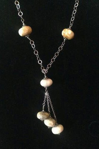 Fossilized Coral and Sterling Silver Necklace