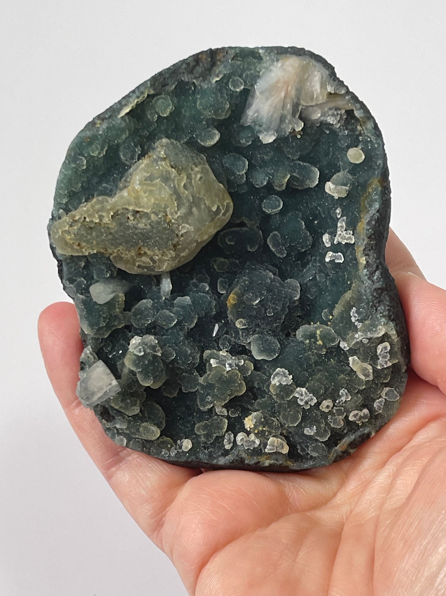 Green Chalcedony with Heulandite and Apophyllite Raw Chalcedony Druzy Cluster Heulandite specimen Crystal Home Decor Rare Crystal Gift