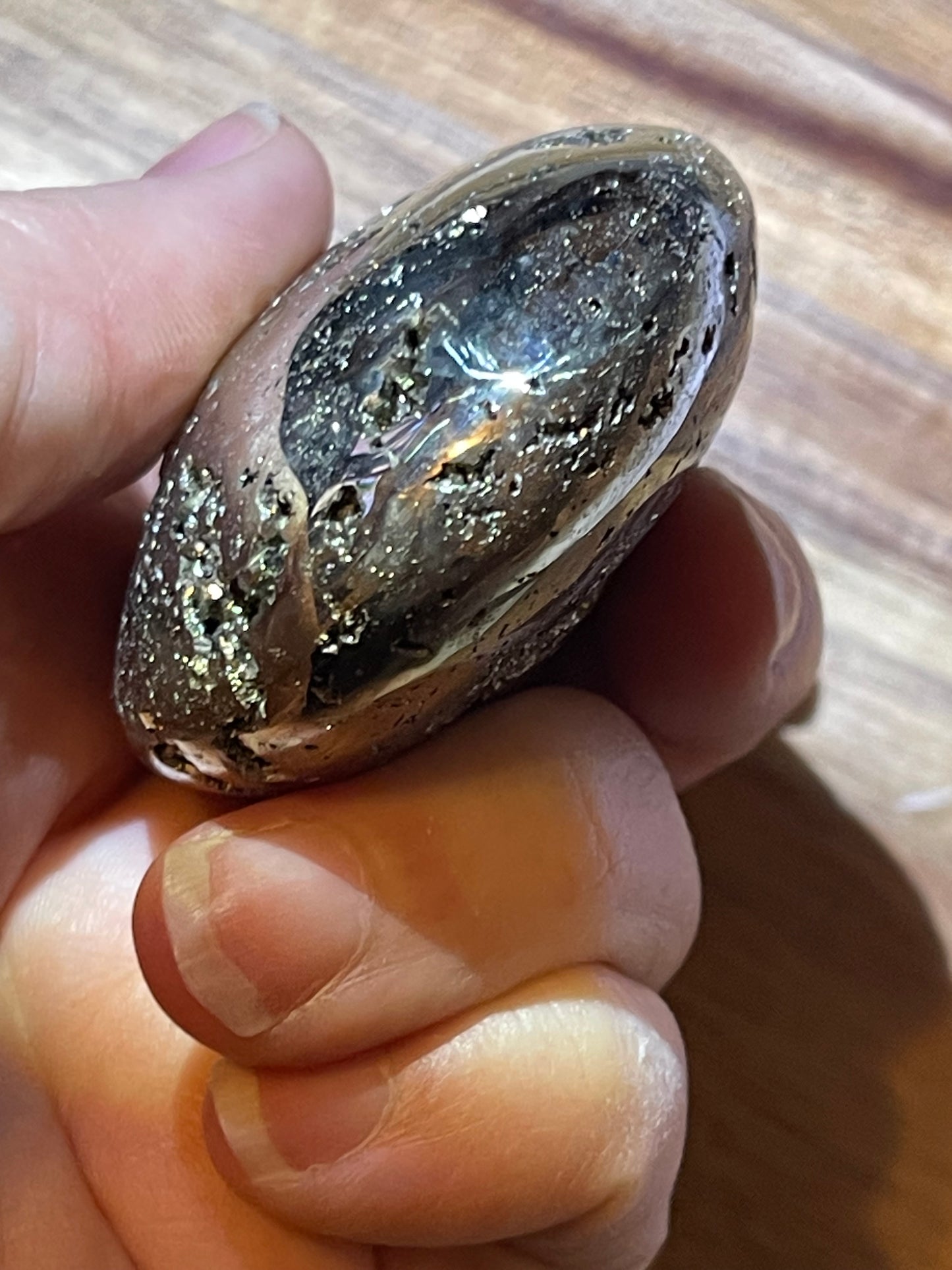 Pyrite Palmstone Druzy Crystal Palm Stone Reiki Healing Crystal Peruvian Pyrite