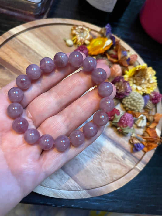 High Quality Purple Rose Quartz 11mm bracelet | Lavender rose quartz bracelet | 11mm Gemstone bracelet
