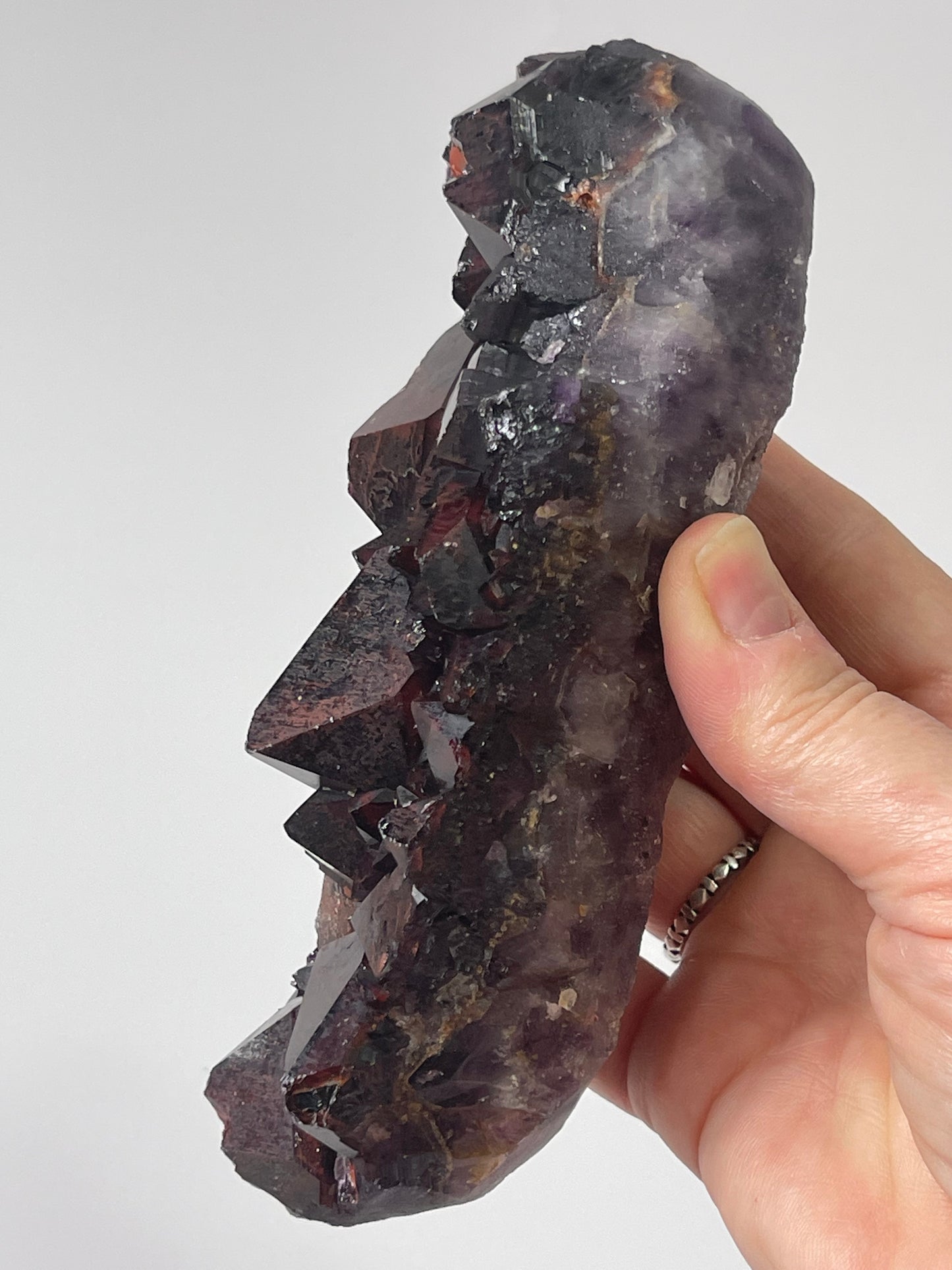 Red Amethyst Red Capped Amethyst with Hematite Alien Amethyst Cluster Elestial Amethyst with Record keepers Rare Crystal Home Decor Gift