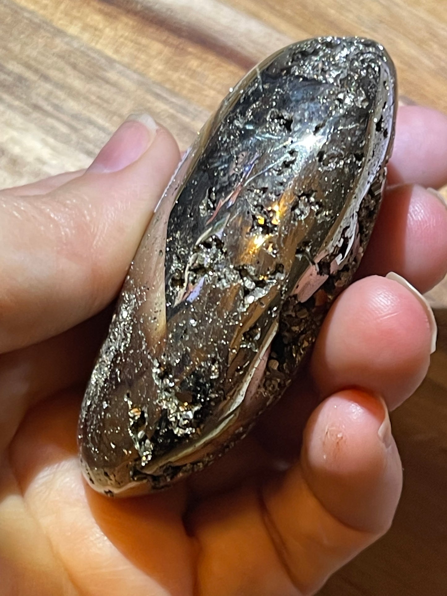 Pyrite Palmstone Druzy Crystal Palm Stone Reiki Healing Crystal Peruvian Pyrite