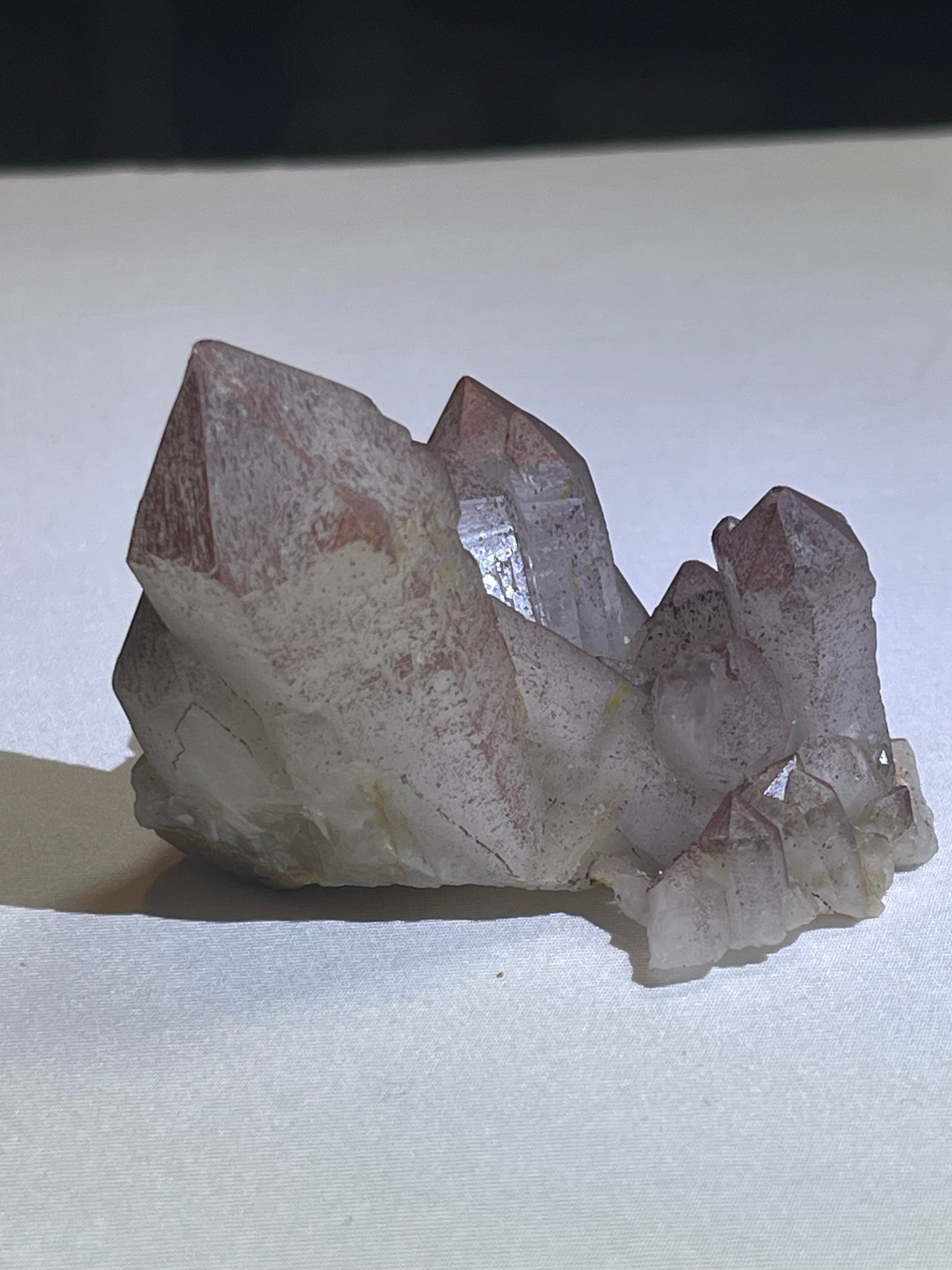 Pink Hematite Quartz Cluster Pink Quartz Elestial Quartz Hematoid Cluster Red Hematite Quartz Crystal specimen clear Quartz with hematite