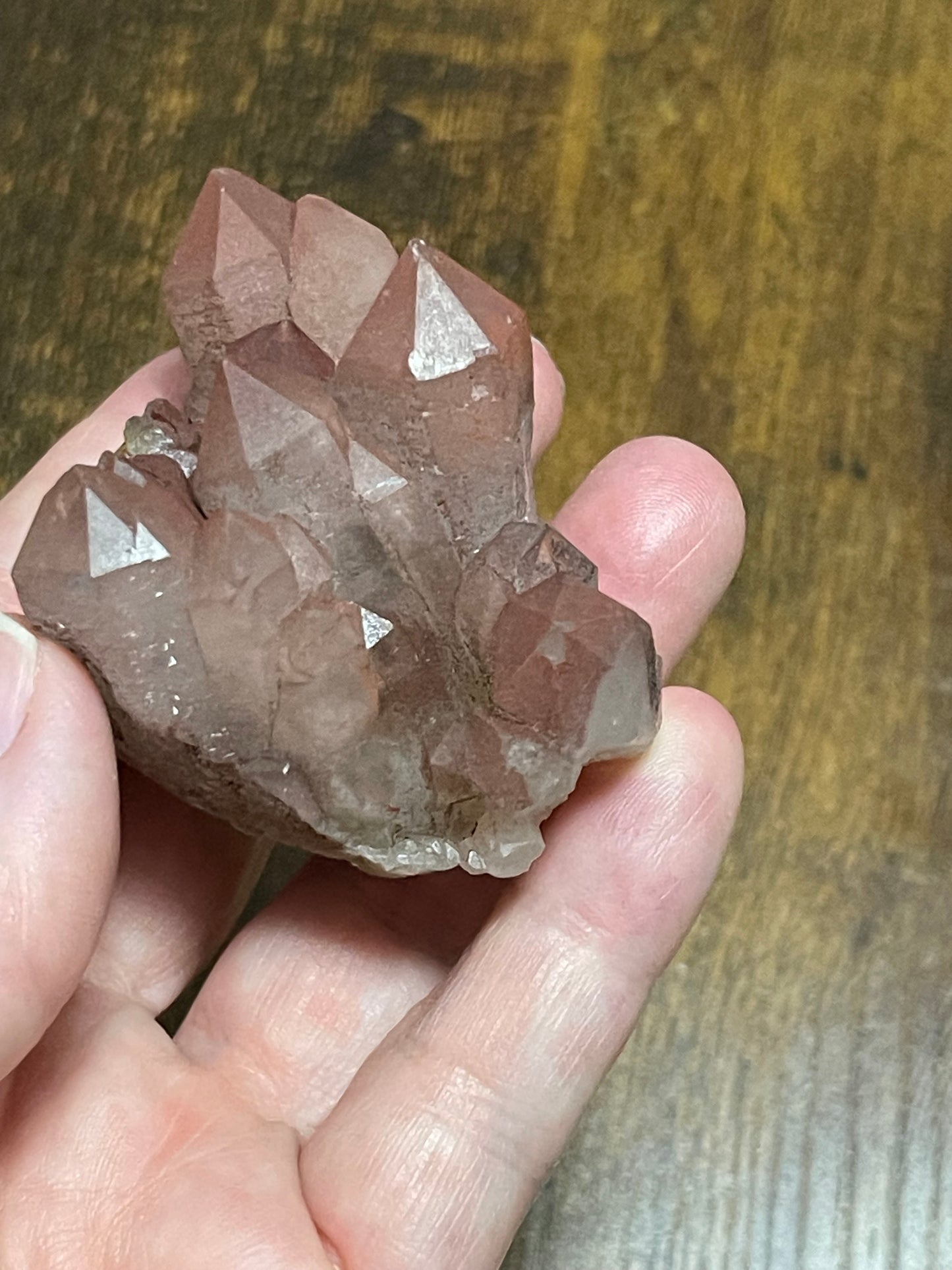 Pink Hematite Quartz Cluster Pink Quartz Elestial Quartz Hematoid Cluster Red Hematite Quartz Crystal specimen clear Quartz with hematite