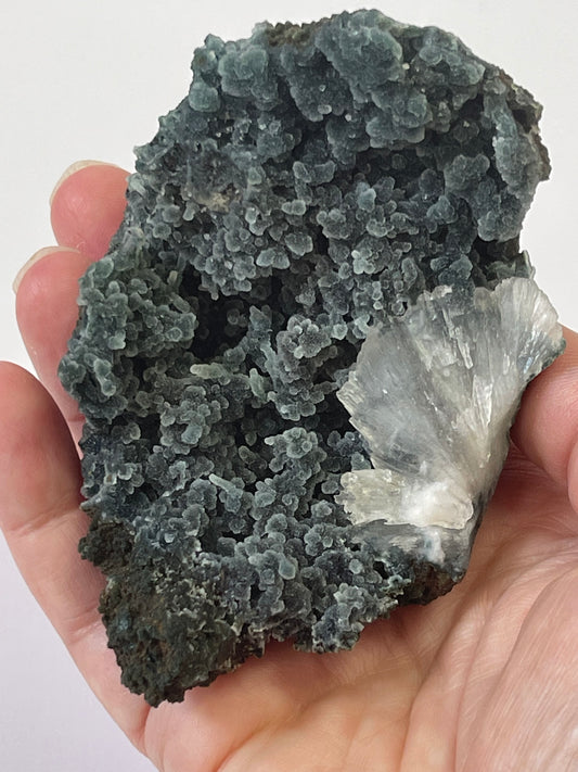 Green Chalcedony with Heulandite Raw Chalcedony Cluster Heulandite specimen Botryoidal Crystal Home Decor Rare Crystal Specimen Gift