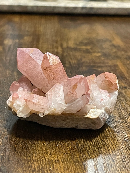Pink Hematite Quartz Cluster Pink Quartz Elestial Quartz Hematoid Cluster Red Hematite Quartz Crystal specimen clear Quartz with hematite