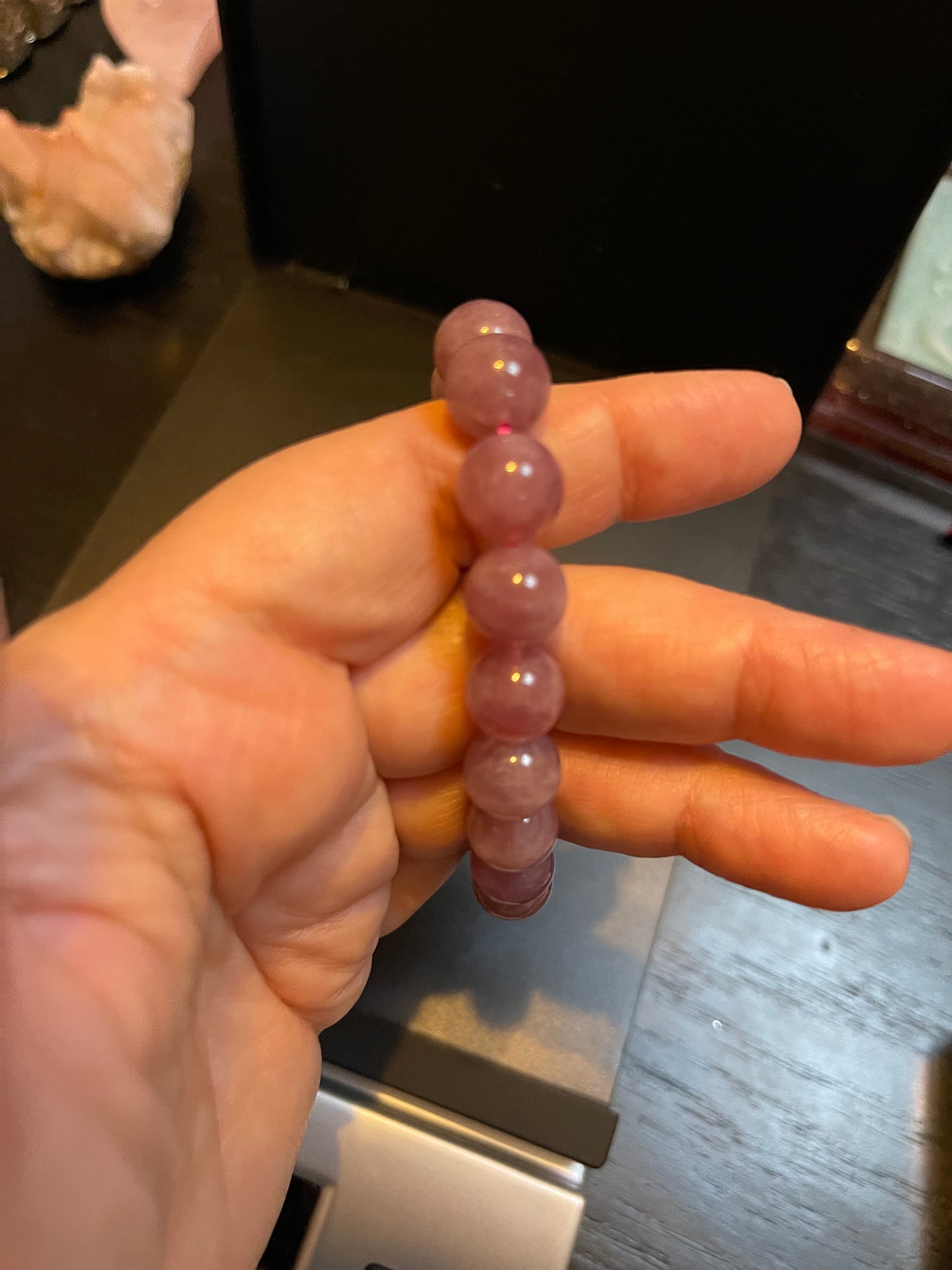 High Quality Purple Rose Quartz 11mm bracelet | Lavender rose quartz bracelet | 11mm Gemstone bracelet