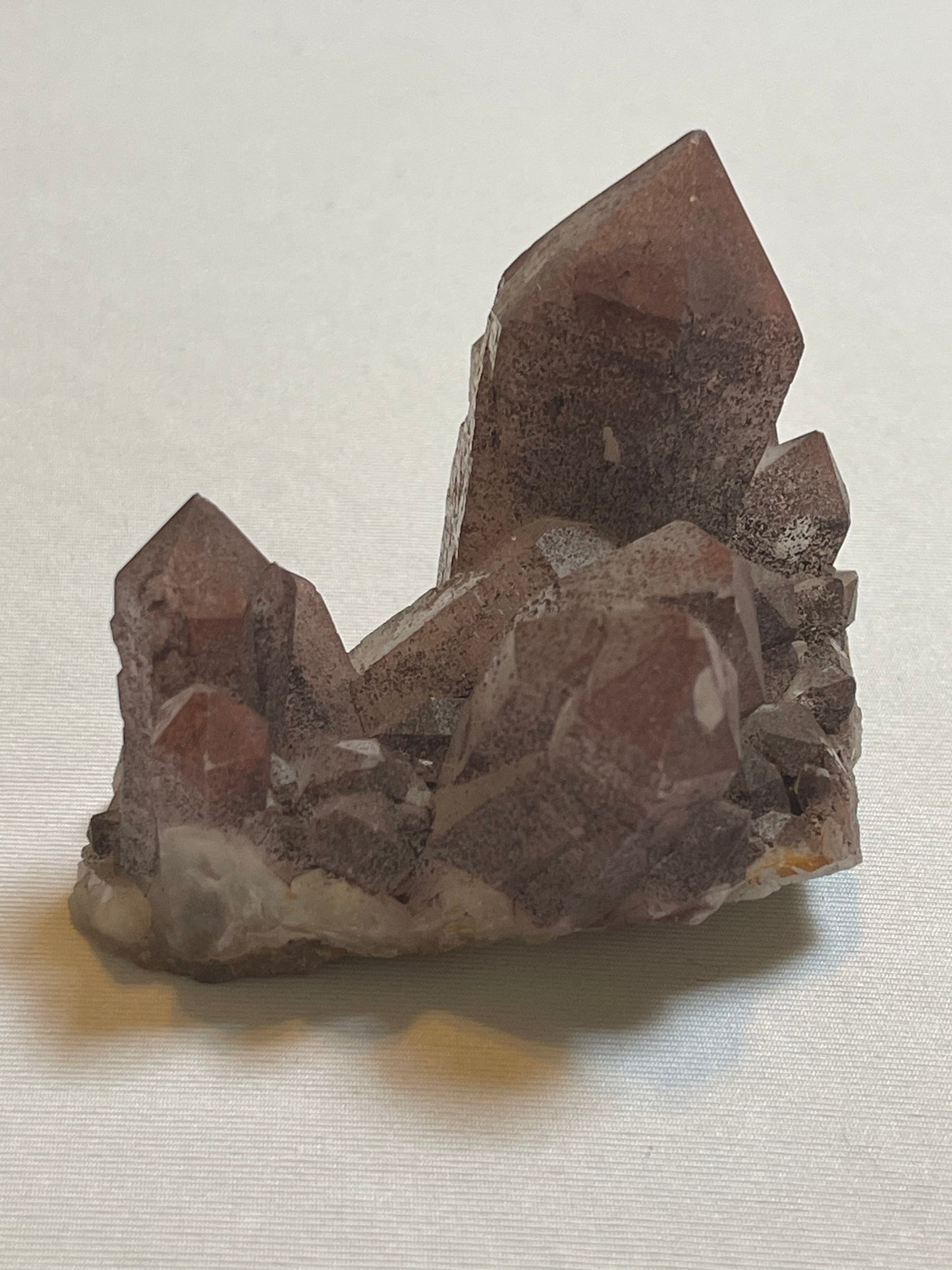 Pink Hematite Quartz Cluster Pink Quartz Elestial Quartz Hematoid Cluster Red Hematite Quartz Crystal specimen clear Quartz with hematite