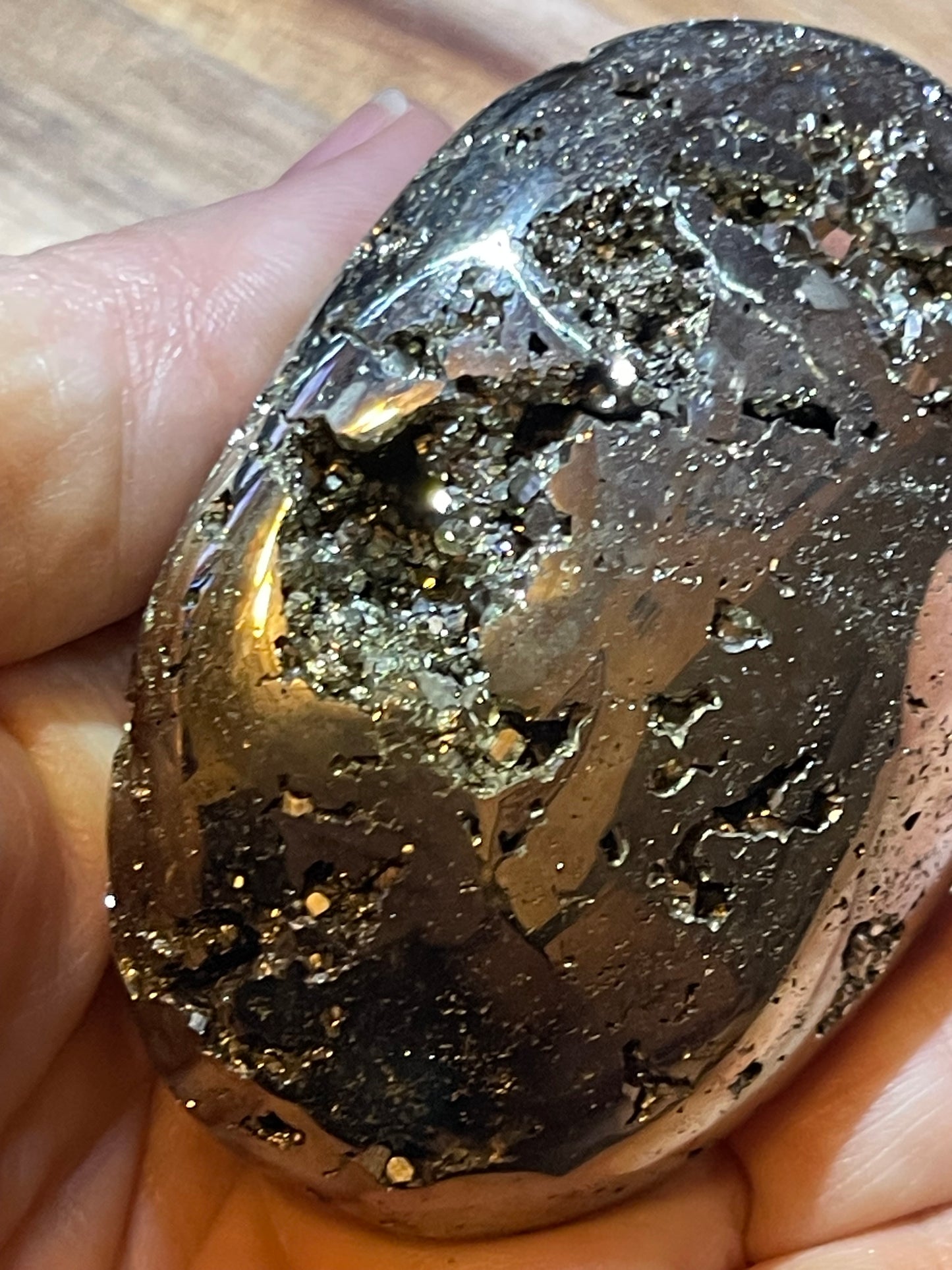 Pyrite Palmstone Druzy Crystal Palm Stone Reiki Healing Crystal Peruvian Pyrite