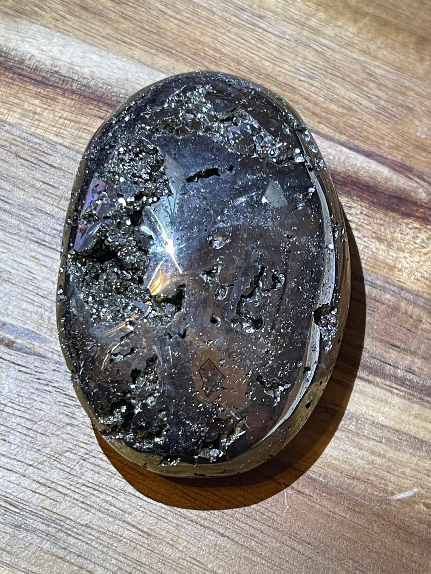 Pyrite Palmstone Druzy Crystal Palm Stone Reiki Healing Crystal Peruvian Pyrite