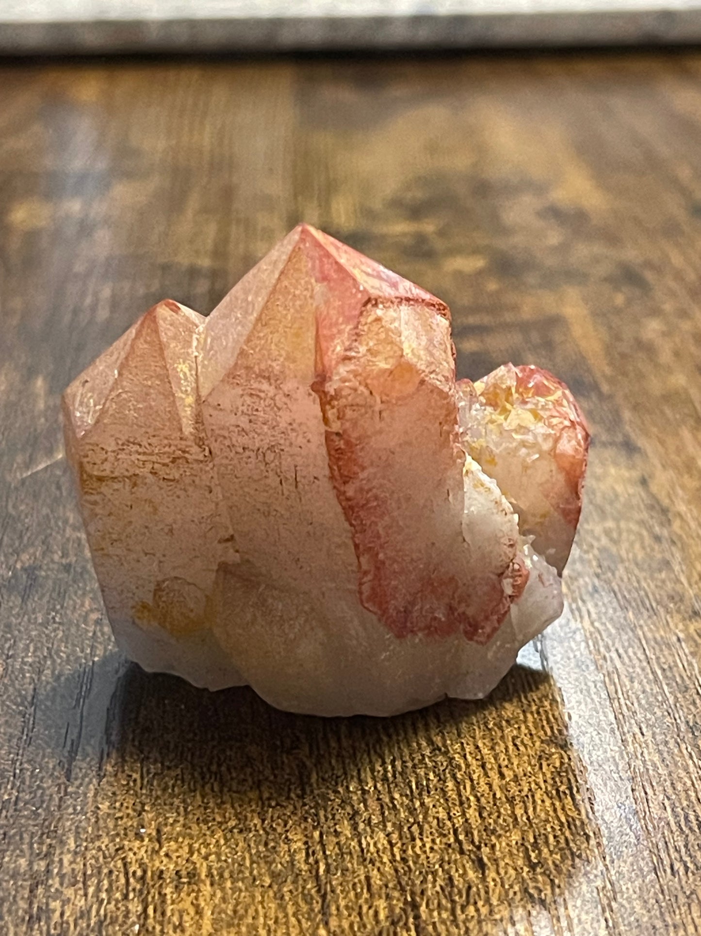 Pink Hematite Quartz Cluster Pink Quartz Elestial Quartz Hematoid Cluster Red Hematite Quartz Crystal specimen clear Quartz with hematite