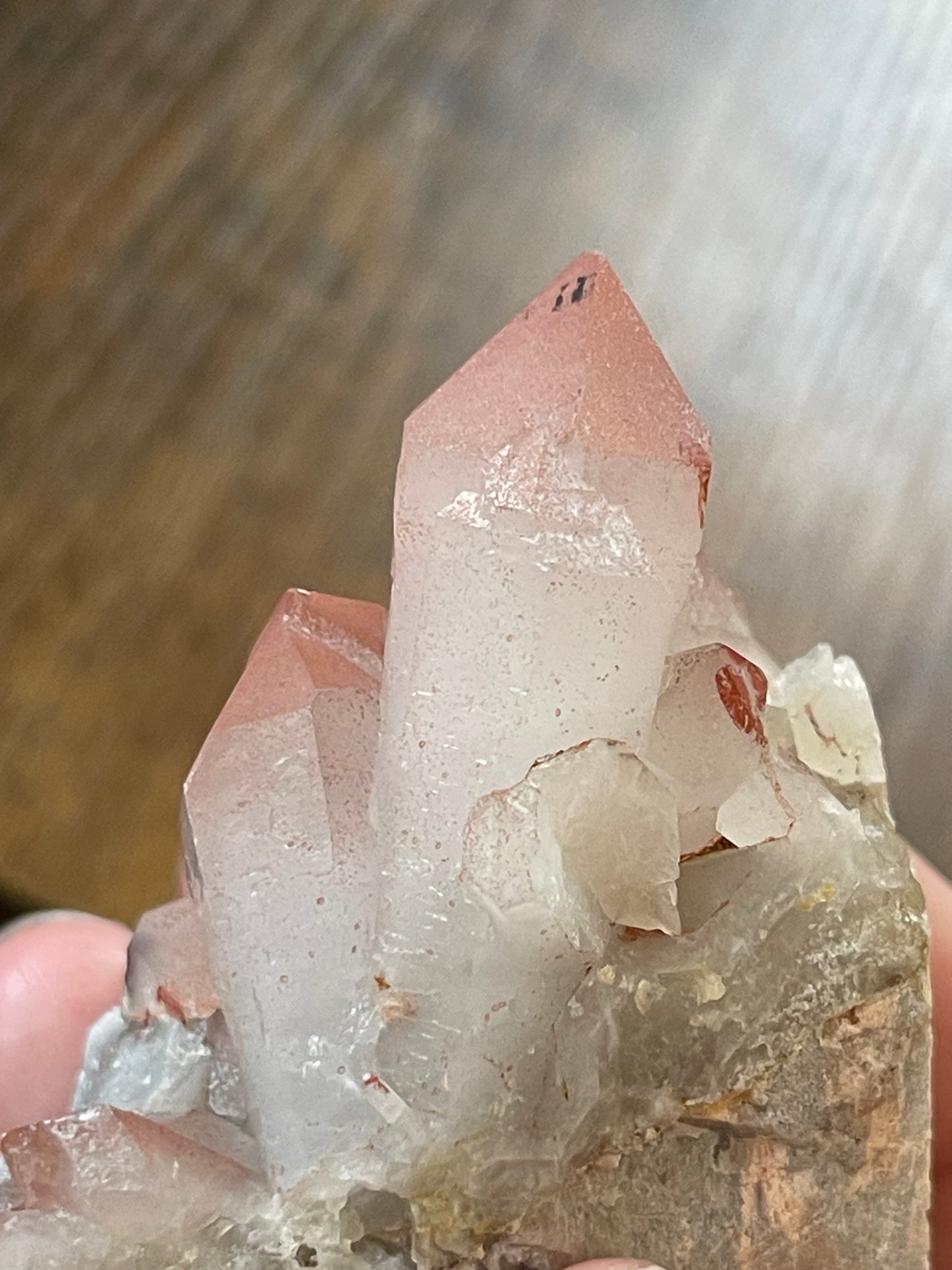 Pink Hematite Quartz Cluster Pink Quartz Elestial Quartz Hematoid Cluster Red Hematite Quartz specimen Quartz crystal