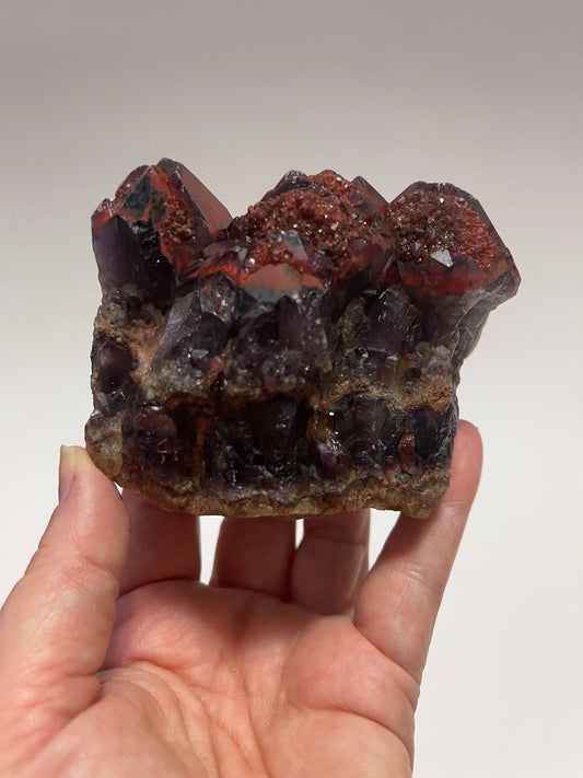 Red Amethyst Red Capped Amethyst with Hematite Alien Amethyst Cluster Elestial Amethyst with Record keepers Rare Crystal Home Decor Gift