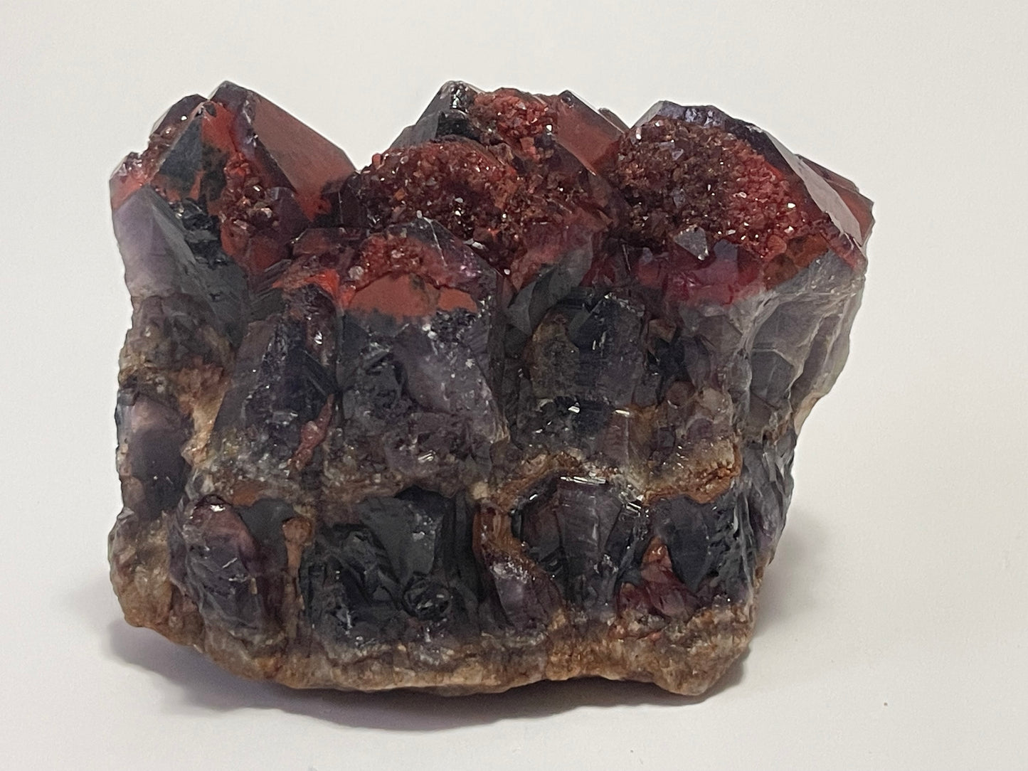 Red Amethyst Red Capped Amethyst with Hematite Alien Amethyst Cluster Elestial Amethyst with Record keepers Rare Crystal Home Decor Gift