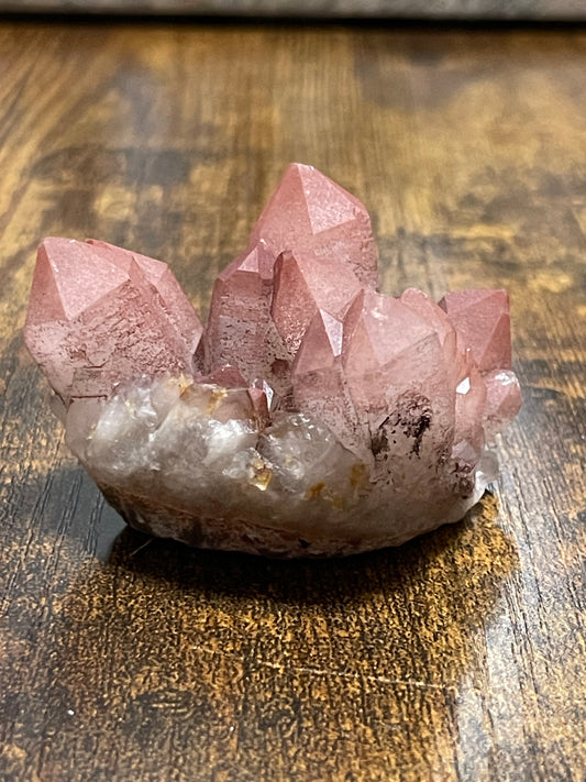 Pink Hematite Quartz Cluster Pink Quartz Elestial Quartz Hematoid Cluster Red Hematite Quartz Crystal specimen clear Quartz with hematite
