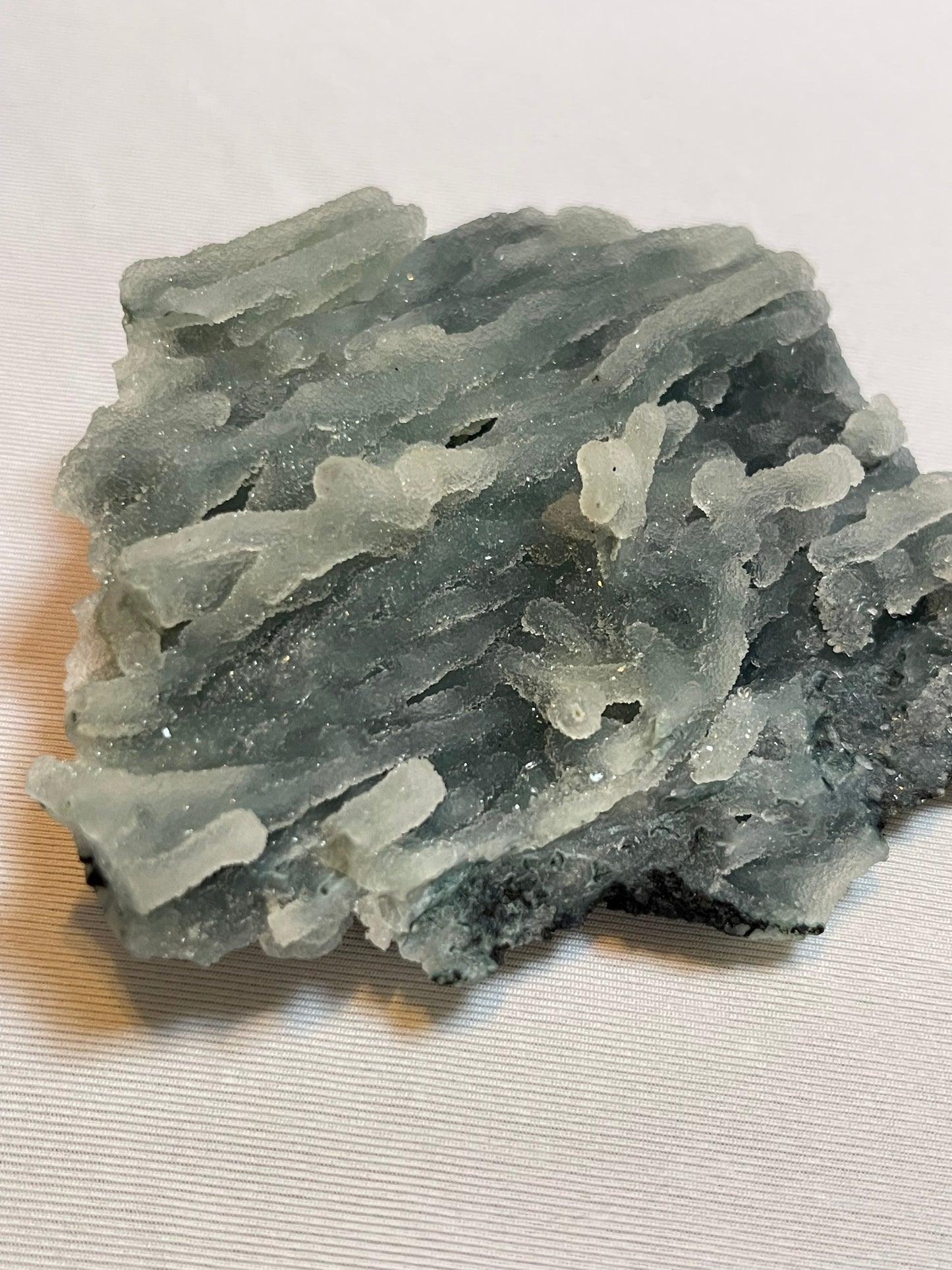 Specimen Raw Chalcedony Crystal with  Green Chalcedony Stalactites Sugar Druzy Chalcedony Rare Crystal Specimen Sparkly Crystal