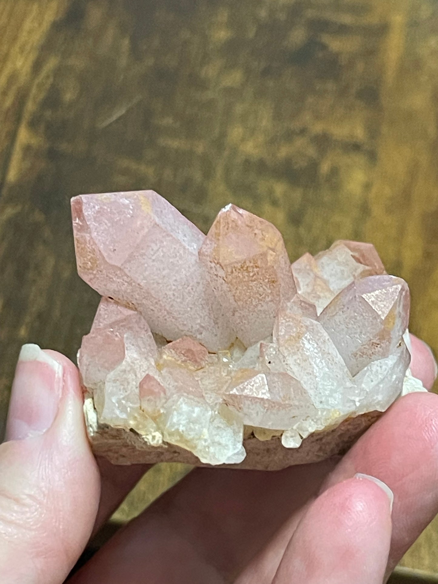 Pink Hematite Quartz Cluster Pink Quartz Elestial Quartz Hematoid Cluster Red Hematite Quartz Crystal specimen clear Quartz with hematite