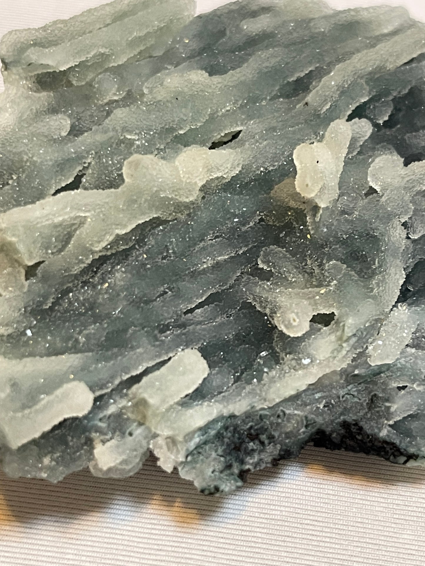 Specimen Raw Chalcedony Crystal with  Green Chalcedony Stalactites Sugar Druzy Chalcedony Rare Crystal Specimen Sparkly Crystal