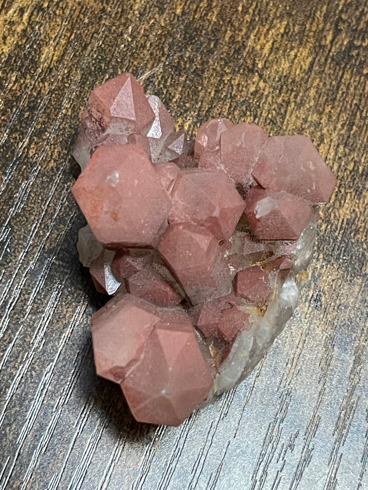 Pink Hematite Quartz Cluster Pink Quartz Elestial Quartz Hematoid Cluster Red Hematite Quartz Crystal specimen clear Quartz with hematite