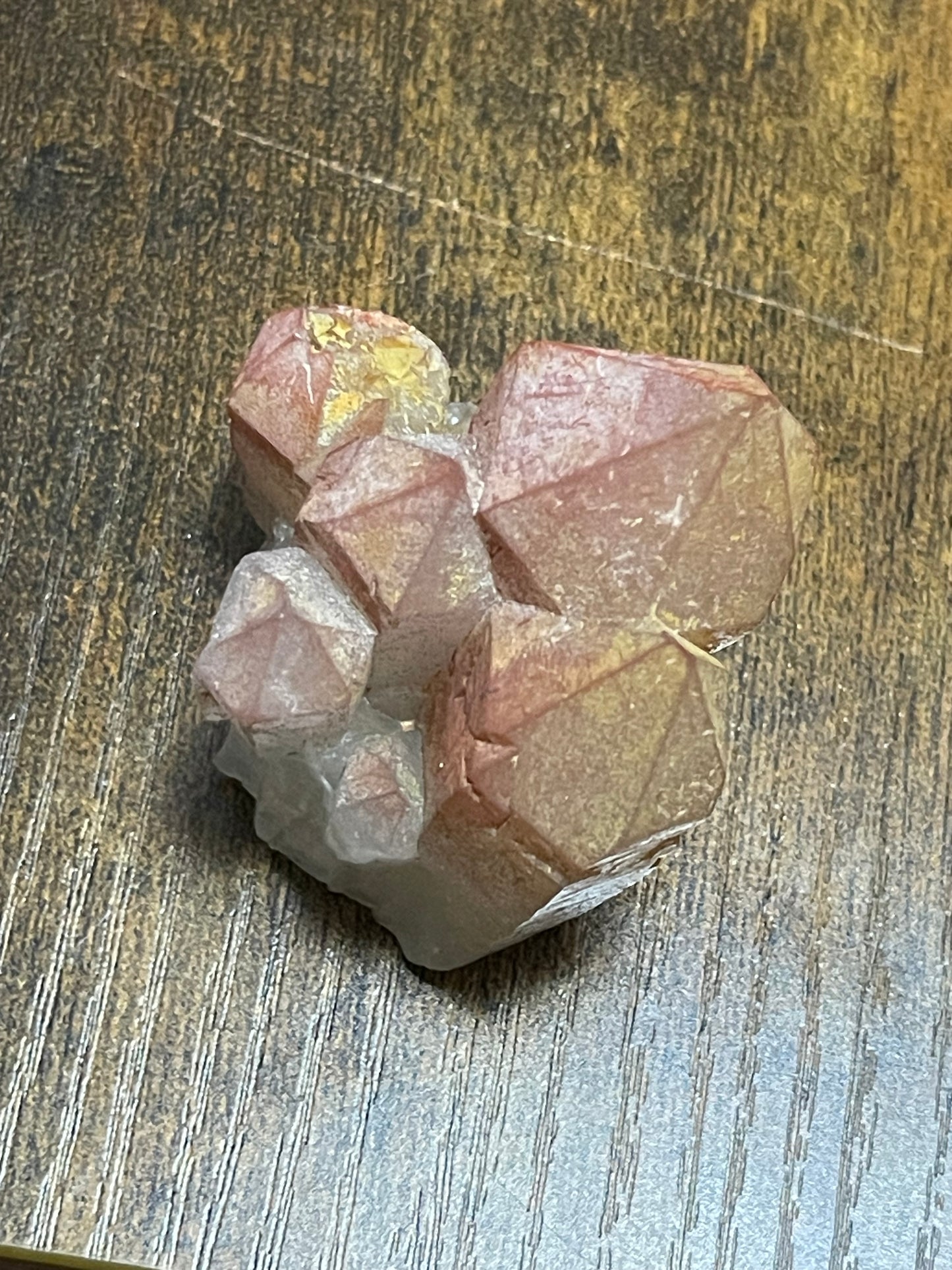 Pink Hematite Quartz Cluster Pink Quartz Elestial Quartz Hematoid Cluster Red Hematite Quartz Crystal specimen clear Quartz with hematite