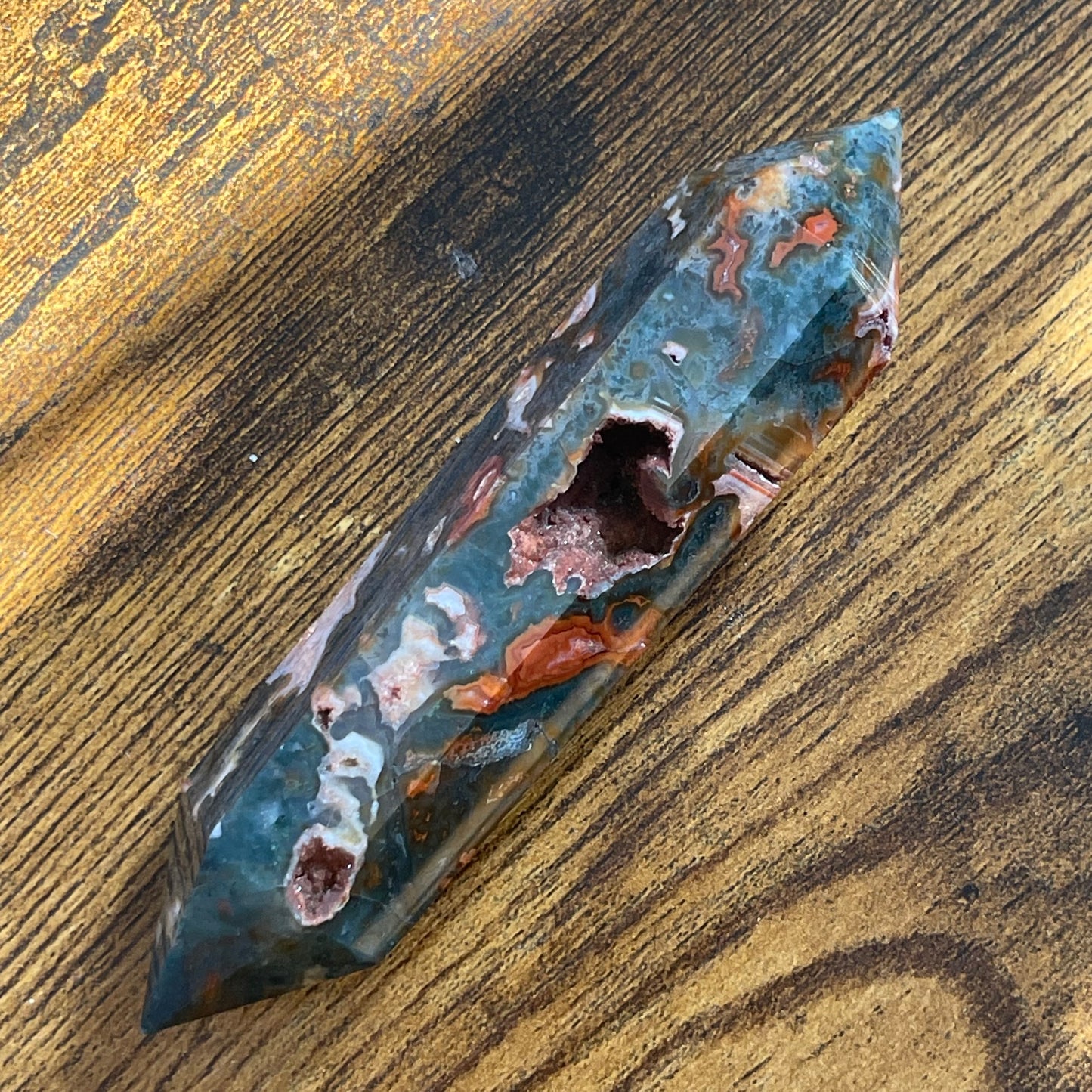 Stunning Red Moss Agate Double Terminated Healing Crystal Wand