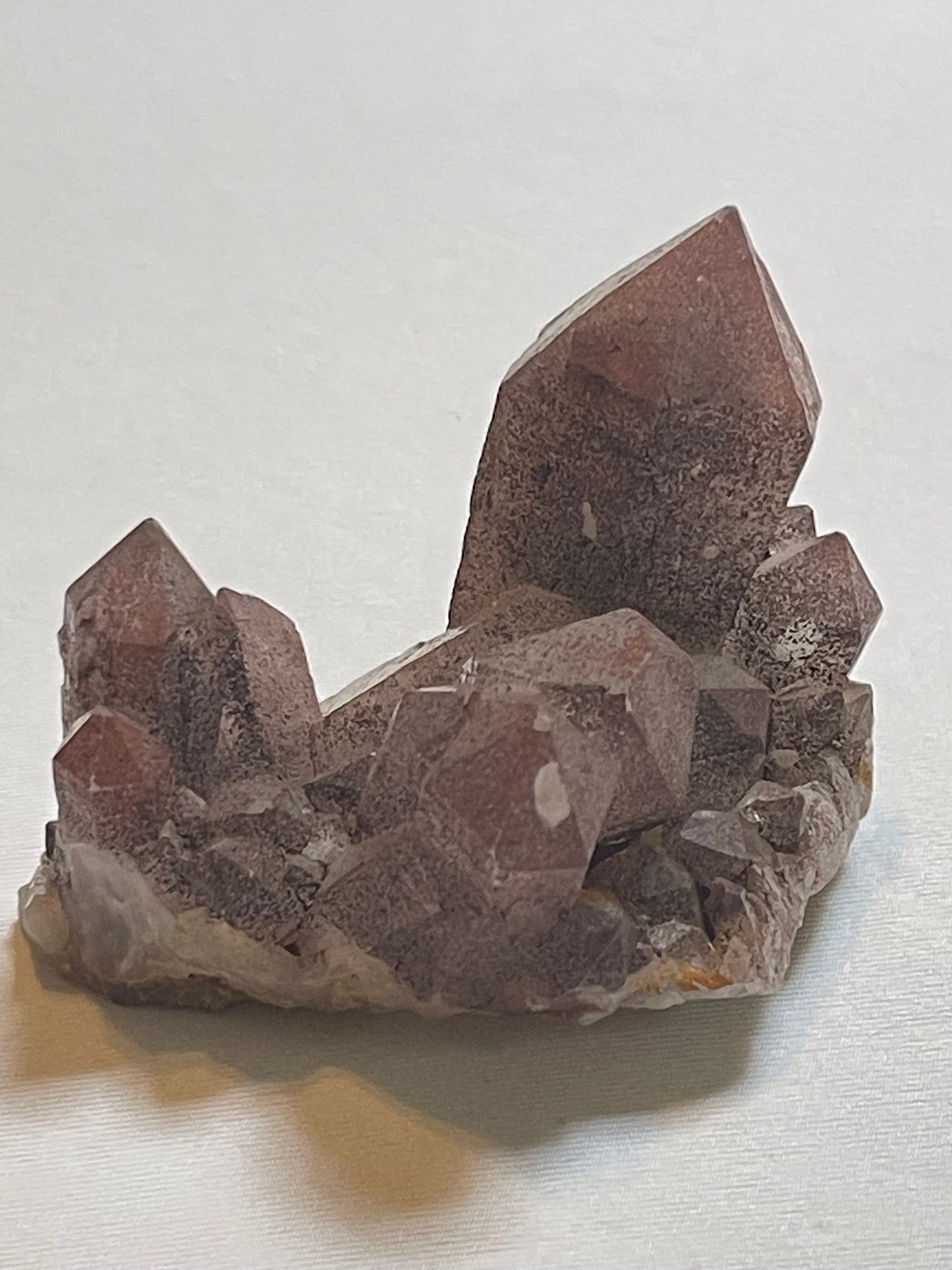 Pink Hematite Quartz Cluster Pink Quartz Elestial Quartz Hematoid Cluster Red Hematite Quartz Crystal specimen clear Quartz with hematite