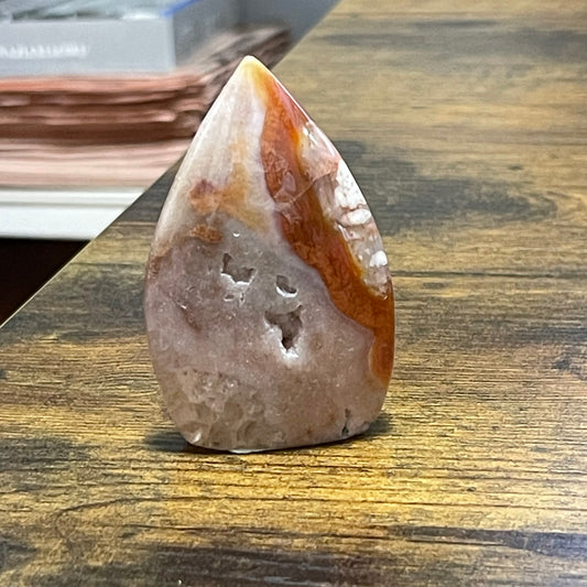 Pink Amethyst Flower Agate and carnelian Freeform flame teardrop