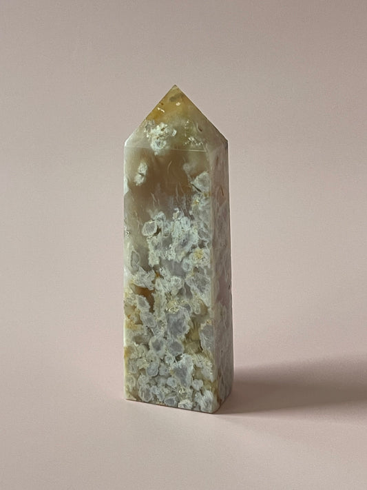 Flower Agate Tower Flower Agate Obelisk Crystal Tower Crystal Obelisk Crystal Home Decor Gift for Her Wedding Gift Meditation Love Stone