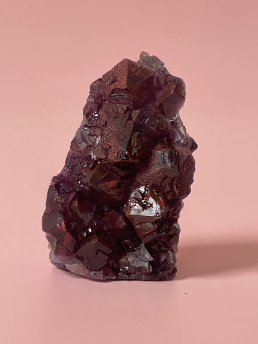 Red Amethyst Red Capped Amethyst with Hematite Alien Amethyst Cluster Elestial Amethyst with Record keepers Rare Crystal Home Decor Gift