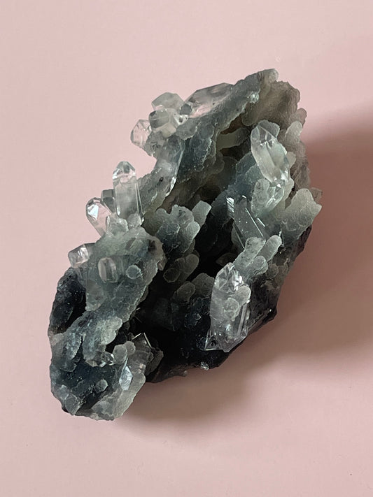 Green Chalcedony Apophyllite Specimen Druzy chalcedony crystal with Diamond Apophyllite Crystal Cluster Zeolite Crystal Home Decor Gift