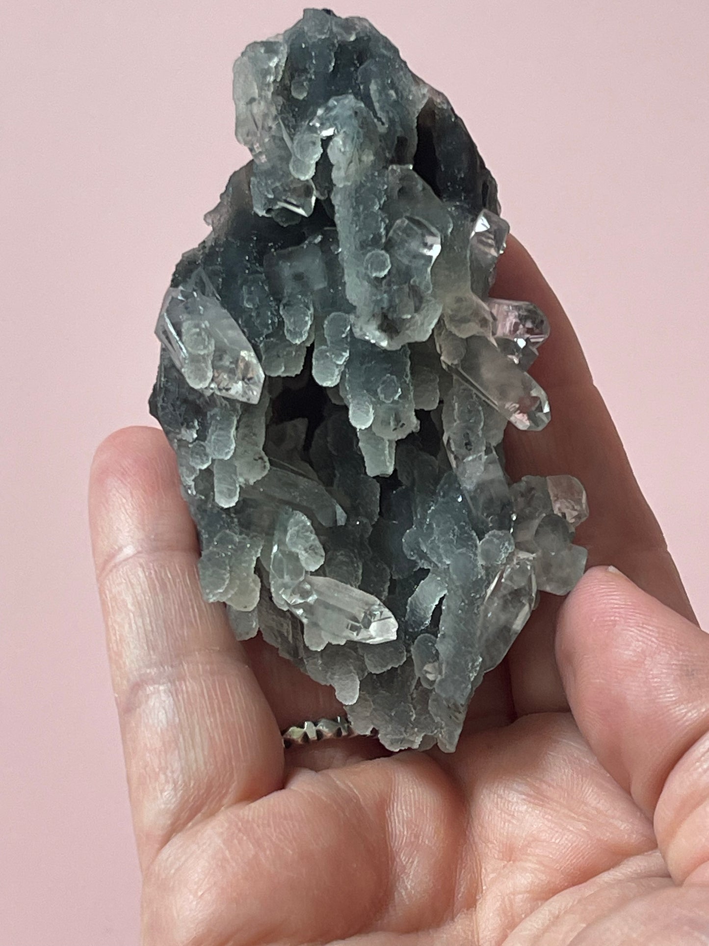 Green Chalcedony Apophyllite Specimen Druzy chalcedony crystal with Diamond Apophyllite Crystal Cluster Zeolite Crystal Home Decor Gift