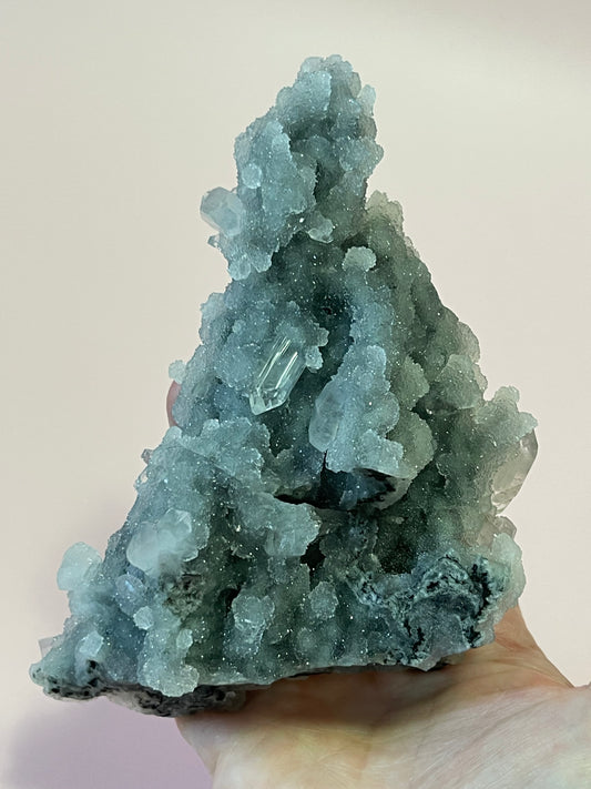 Green chalcedony crystal with Diamond apophyllite druzy crystal stalactite crystal zeolite specimen crystal home decor gift for home