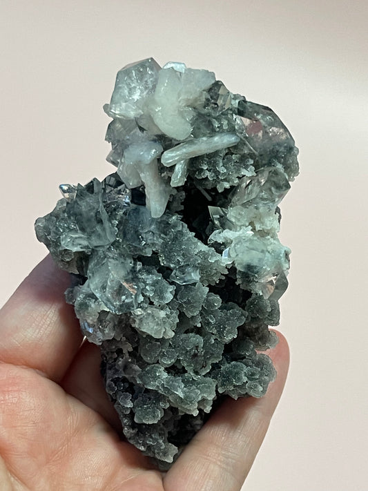 Black Chalcedony with Apophyllite,  Stilbite and Heulandite Druzy Chalcedony Crystal Zeolite Specimen Crystal Home Decor Meditation Crystal