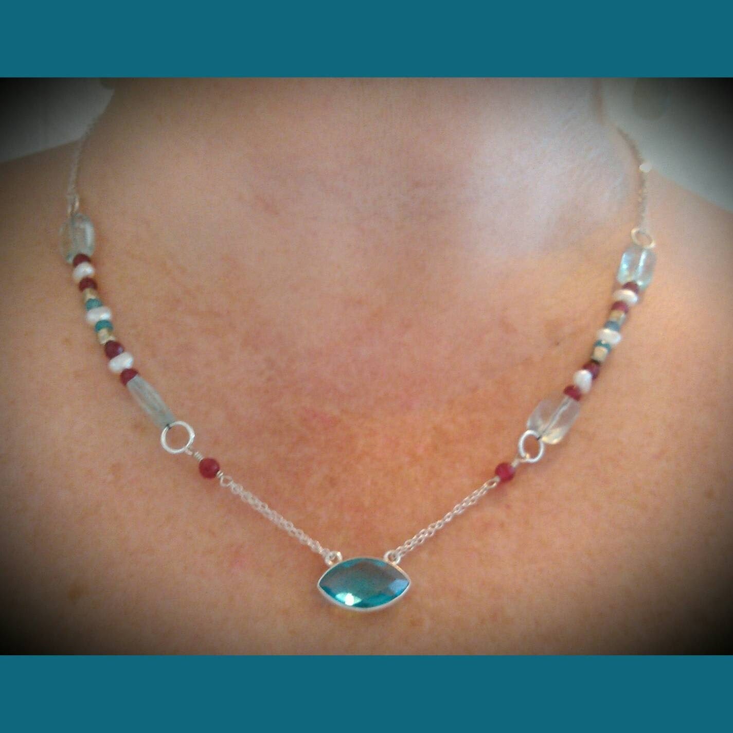Sweetest Blue Topaz Sterling Silver Necklace