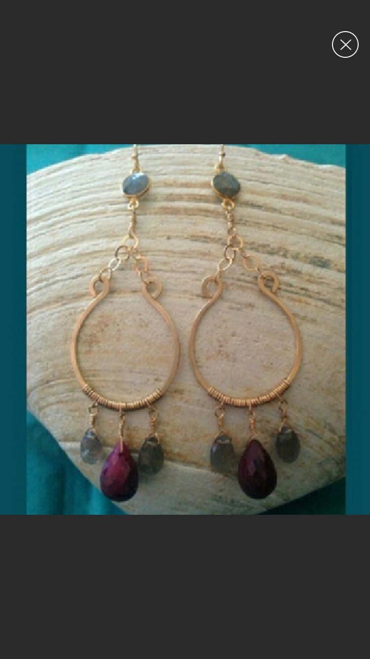 14k Goldfill Handcrafted Earrings with faceted Labradorite and Faceted Rubies Free Shipping in USA