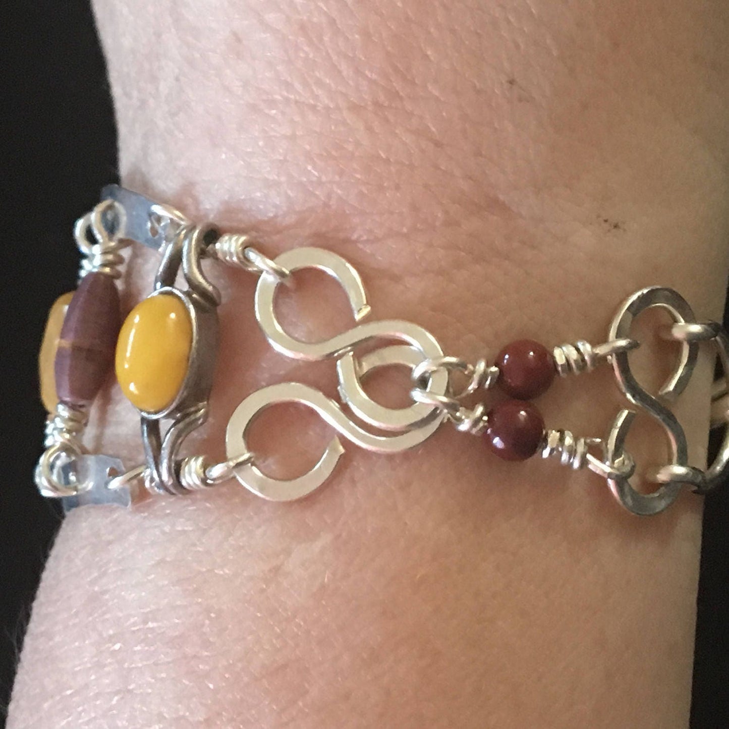 Gorgeous Rustic Earthy Sterling Silver Bracelet Boho Bracelet