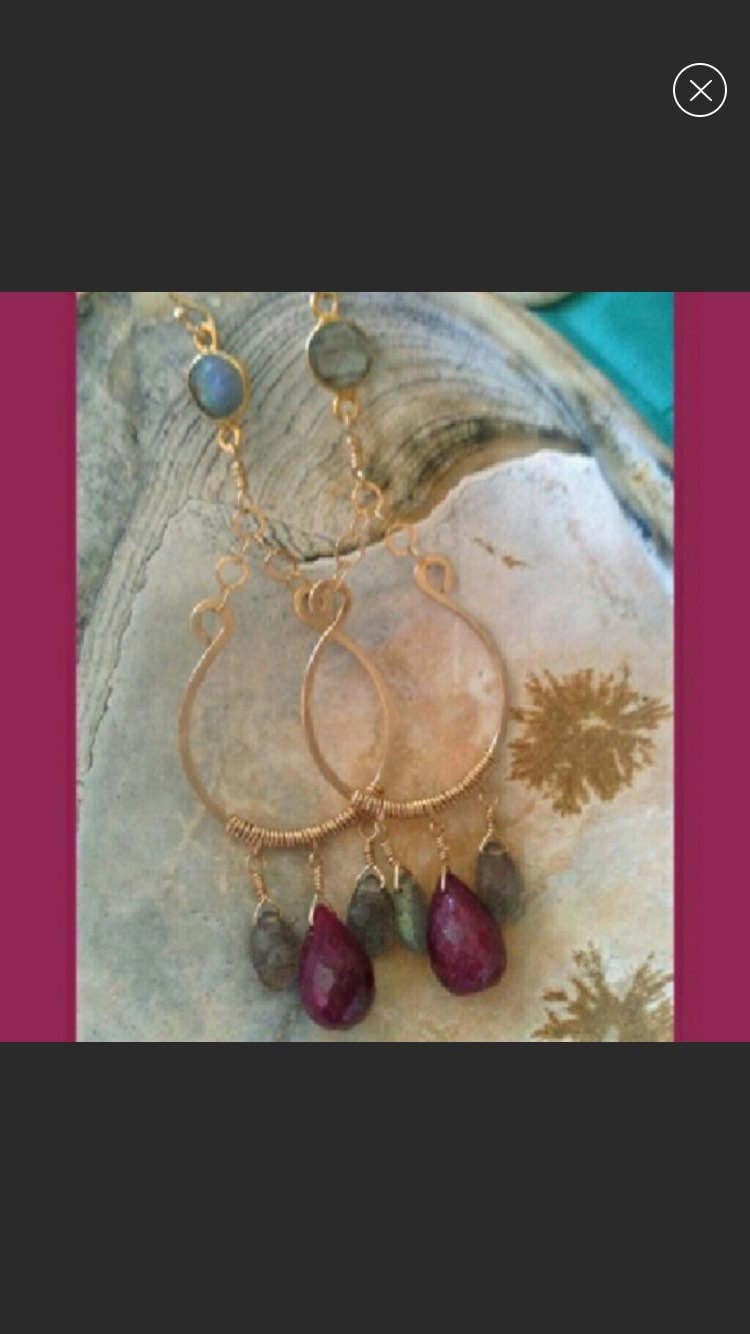 14k Goldfill Handcrafted Earrings with faceted Labradorite and Faceted Rubies Free Shipping in USA