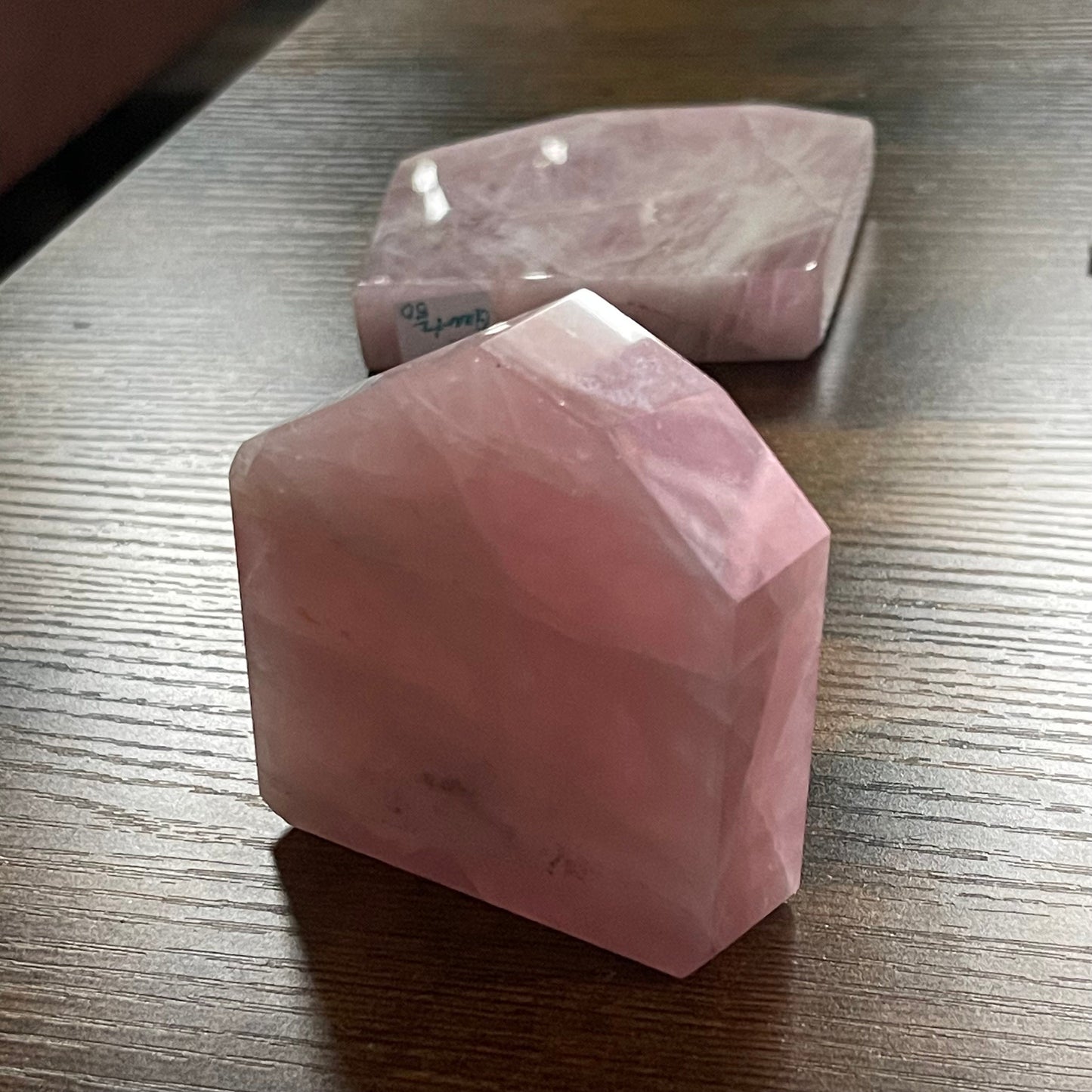 Rose Quartz Cut Base Freeform hand carved rose quartz crystal