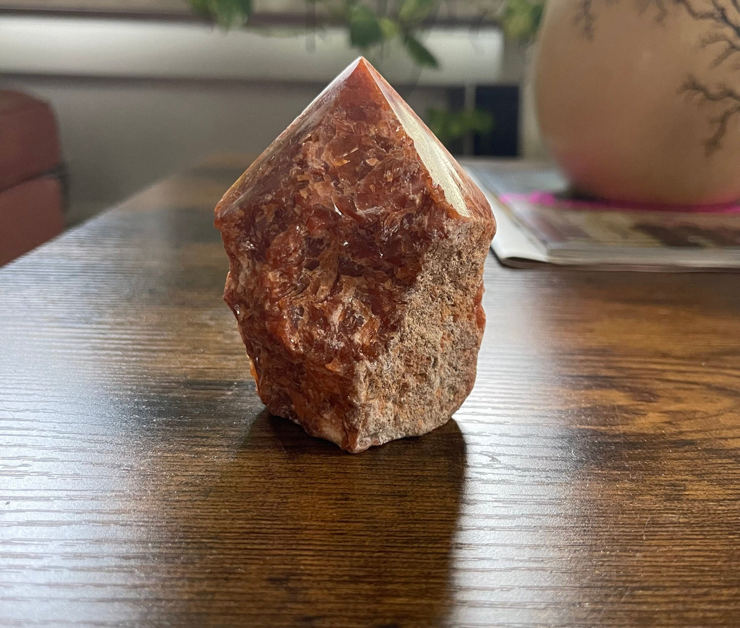Orange Orchid Calcite Top Polished Tower