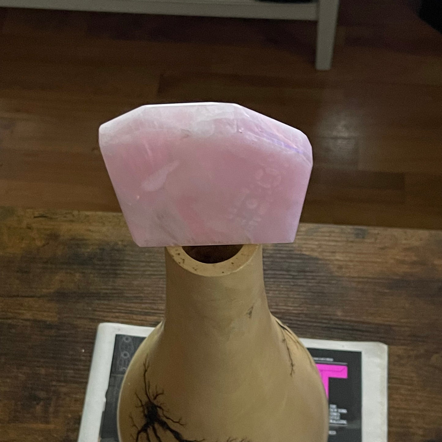 Rose Quartz Cut Base Freeform quartz crystal hand carved healing energy