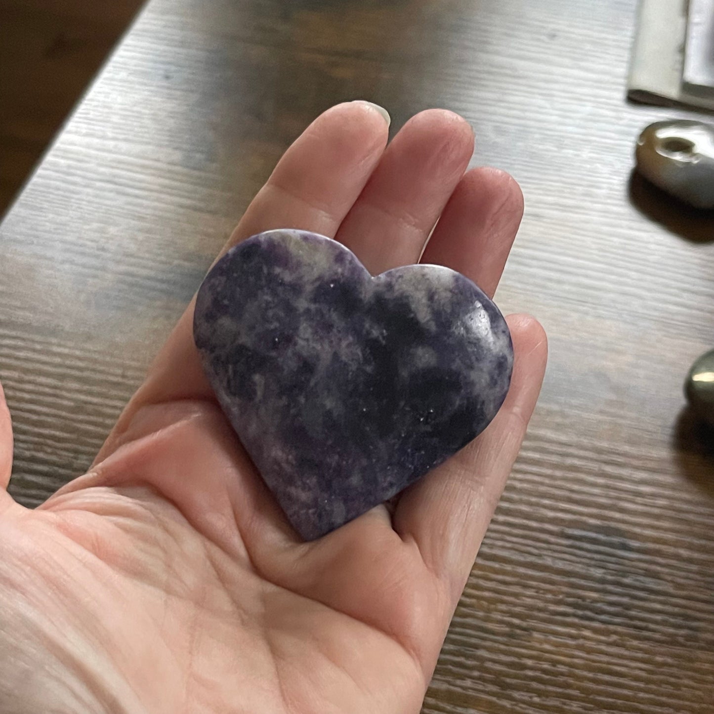 Natural Lepidolite Heart-Purple Healing Crystal-Gemstone Heart-Home Decoration