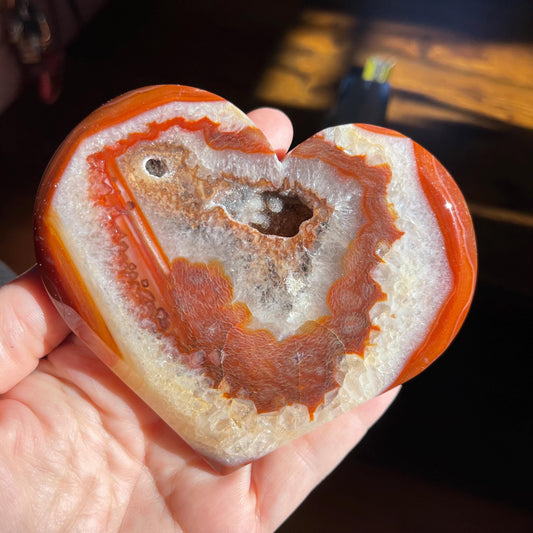 Gorgeous Carnelian Heart with Druzy Healing Energy Reiki Crystal