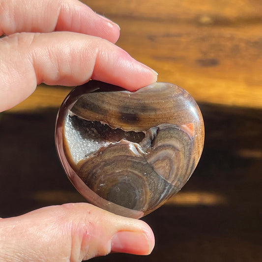 Dark Carnelian Heart with Druzy healing crystal heart