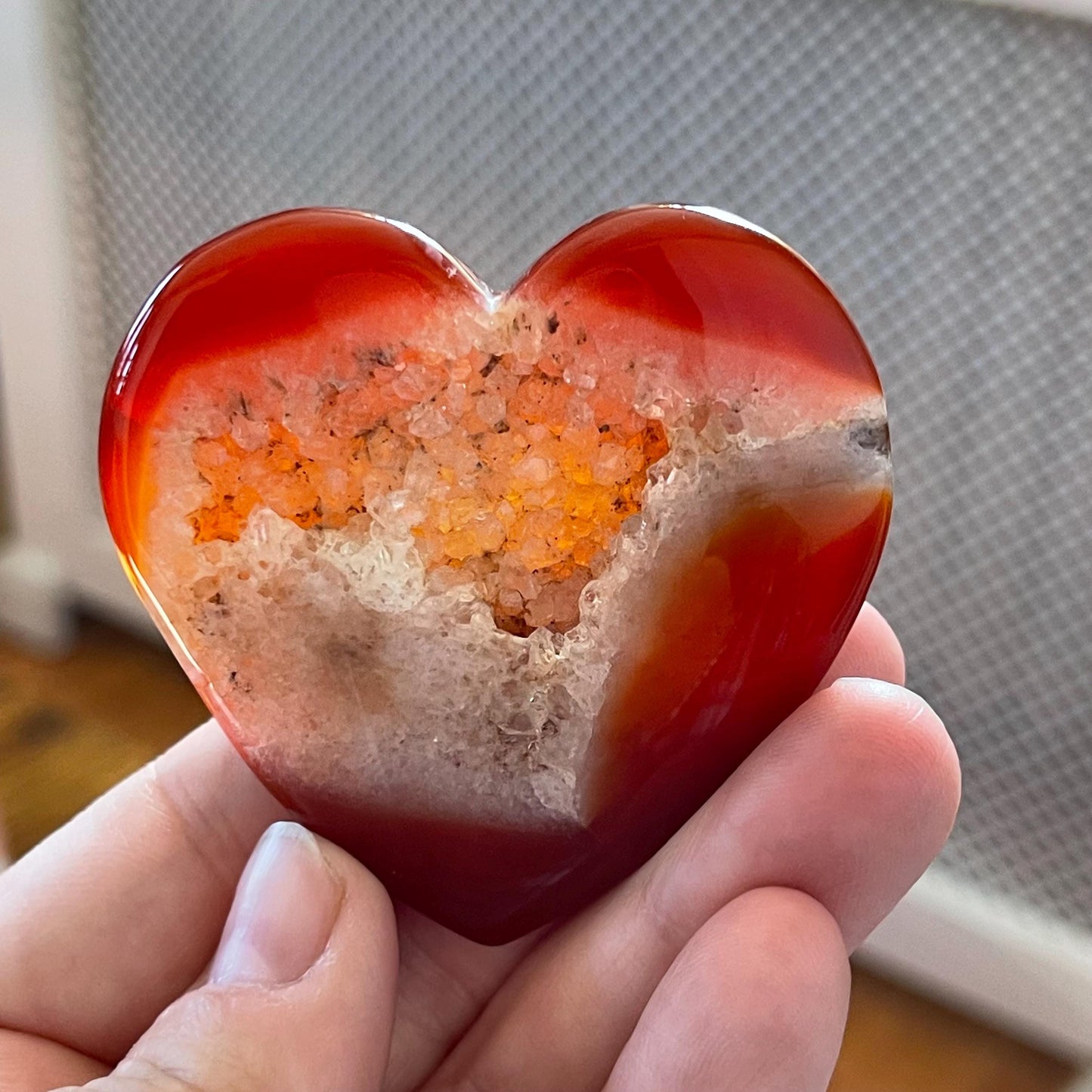 Sweet Carnelian Heart with Druzy Healing energy crystal