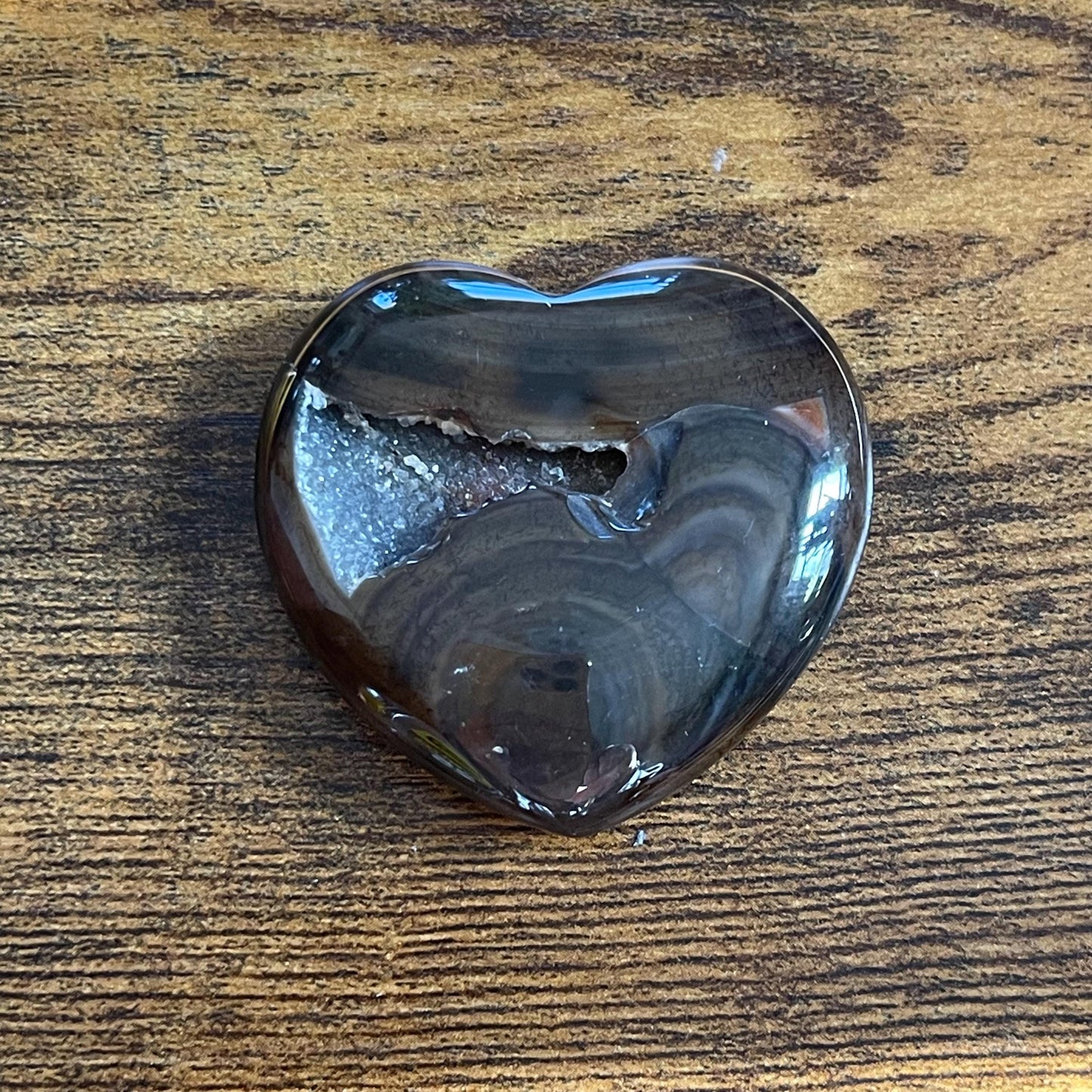 Dark Carnelian Heart with Druzy healing crystal heart