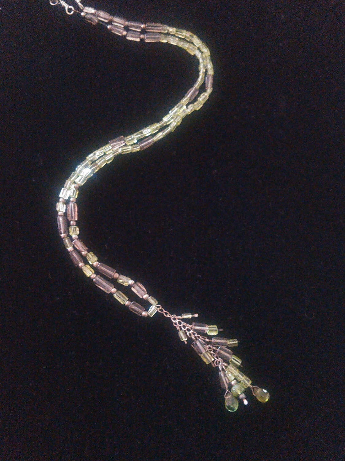 Peridot and Smokey Quartz Necklace with Sterling Silver accents